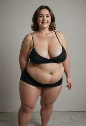 (masterpiece, best quality:1.2), very plus-size 1 gilf, (((ssbbw))), ((sagging bosom)), (Obese:1.5), (mature:1.5), 60yo milf, solo, (black spaghetti strap minidress, no bra, braless:1.4), pretty eyes, thick brown hair, bright blue eyes, grey in hair, in summer, golden hour, Chicago landscape, standing, smiling, photorealism, perfect face, portrait, clothes, fat bbw, body wrinkles, sagging belly, shapeless, saggy, (old big breasts, shapeless, drooping, hanging deep, heavy boobs, saggy old boobs, teardrop shaped breasts, covered erect nipples), medium breasts