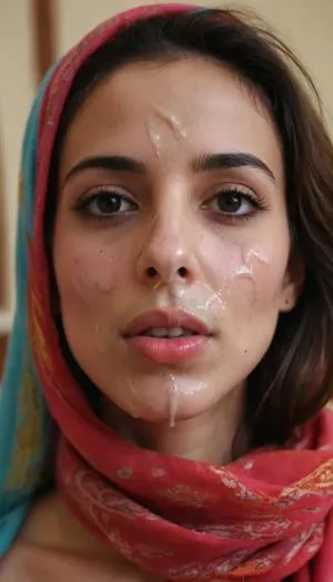 very cute skinny arab woman, face covered in loads of semen, face glazed with cum from a lot of men, cum on scarf, cum on the forehead, cum on eyes, cum on the nose, cum on cheeks, cum on mouth, cum dripping off chin, close-up, scarf, jerseyseries, silkseries, parisseries, <lora:hijab-style:.8>, woman, cum, on, face, <lora:JustCum:.8>