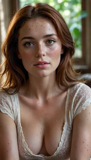 A woman of experience, rich with a life full of stories and a benevolent nature, she captivates with her gentle wisdom and unexpected bursts of passion. She dedicates her days to her passions, offering comfort and wonder to those who find solace in her company. Her voice, imbued with experience, embodies a discreet charm and a timeless appeal. She has known only her husband, and secretly she yearns to discover the unknown, or at least to feel her body alive again., <lora:Pussy_pants_nohands_D03_realvizXL2_bucket_01-000010:1>, detailed, eyes, perfect, freckles, skin, texture, photorealistic, <lora:Super_Eye_Detailer_By_Stable_Yogi_SDPD0:.8>