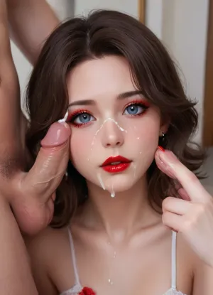 Two horny, beautiful girls agreed to have a threesome. Moreover, the beauties didn't mind having their group sex in the first person filmed on camera. At home, the girlfriends skillfully sucked a dick, after which they took turns having sex. When another man joined in, the girlfriends split into pairs and began to take each partner's penis in their mouths, without being distracted and getting frantic pleasure from intimacy. Skinny beauties also helped themselves with their hands during a blowjob, masturbating their partner's penis., r3tro_cumshotz, cum, on, face, facial, dripping, thick, white, retro, cumshots, kawaii, (makeup:1.5), Aesthetic, (red Nail:1.3), artoflips, uoclips, lips, lipstick, art, of, <lora:r3tro_cumshotz  SDXL Lora:.8>, <lora:KawaiiMakeupXLv2:2>, <lora:Aesthetic_Nails:1.7>, <lora:Art_Of_Lips_PONY_XL_By_UOC:1.9>