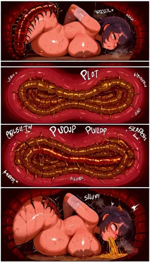Naked mutilated woman, bright blush, very dirty skin, mucus, sticky atmosphere, freckles, brown eyes, tears, sinister dark forest, crying, parasites, parasites in nipples, nipple penetration, parasite infection, smegma, smegm, threads of mucus, sticky mucus, worms, <lora:worms:2>, worms in mouth, double deepthroat, dreadful worms with paws, centipedes in pussy, dark areola, pregnant, rust, white worms, polyps, urine, bound, legs up, swarm, bugs, insects, flys, infected veins, slime, slugs, insects on head, torn anus, mold, ants, anthill, suffering, pain, insects crawling on skin, centipedes crawling on whole body, stings, pimply skin, acne, visual effects, chomping, centipedes on belly, centipedes on legs, covered with insects, insects everywhere, pussy teeming with worms, rolled eyes, she completely teeming with worms, insects in nose, insects on face, spots of dirt, trembling, formikophilia, multiple penetration, slavery, gives birth insects, extreme vaginal stretching, centipedes, saggy breasts apart, lots of liquids, centipedes on face, huge nipples, messy hair, larvae, groping, huge areola, centipedes under skin, huge eyes, caviar, insects lays eggs, sound visual effects, writings, her thoughs, moaning, slurping, cheeks bulge, centipedes eating her, flabby belly, centipedes in urethra, centipedes in navel, guro, vomiting, nausea, poking, tripophoby, lots of tears, she trying to speak, steam from breathing, faeces, wiggling, worms in eye, horror, huge navel, spider web, webbing bandage, dirty face, oviposition, mature, suspended, arms behind back, pooping, shit, pubic hair, black hair, prolapse, x-ray, uterus filled with centipedes, centipedes in ovaries, collage