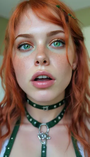 Amazon position, pointed ears, elf ears, elf, 4k calidad, Social media babe in badhroom being sexy and presenting her booty, long ginger hair with long curls, score_9, score_8_up, score_7_up, score_6_up, with, pokies, showing, off, her, tits, beautiful face, gigantic sagging natural breasts, natural breasts, blue hair, ginger bangs, split dyed hair, bangs, wide hips, tan skin, horny expression, full lips, medium length hair, (((Red and green eyes, green eyes, red eyes, Eyes of different colors))), freckles, (wearing an elaborate harness:1.4), choker, low hanging pigtail, buns, braids, cum in mouth, photorealistic, hdri, portrait, close up, realistic, super real, hyper realistic, ultra realistic, ((perfect eyes)), full view, ((Ultimate realistic photo details)), (((dynamic sexy pose))), (((bright sunlight))), detailxl, raw, lighting, overexposed, harsh, flash, amateur, puffy, nipples, dark, ghost, wide, <lora:detailed_notrigger:.8>, <lora:MJ52:.8>, <lora:Nipples XL:.8>