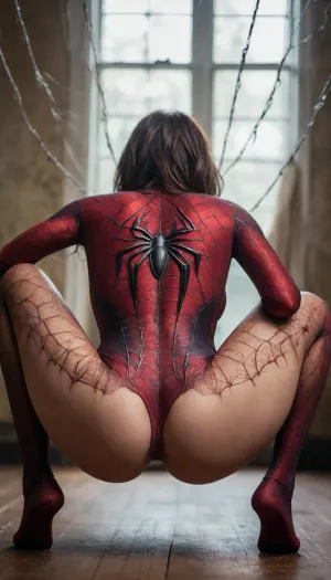 spider woman, spider bottom, big breasts, spider legs, spider web spider butt, spider backside, spider's underside, Spider, monster, creature, <lora:SpidersXL:2>