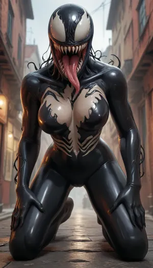 ((tamada heijun style:1.2)), reiq style, Hyperrealistic art, venom is a purple character with a large mouth, venom symbiote, 8 k cg render, venom, carnage, symbiote, 8k render, hyperreal highly detailed 8 k, 8 k high detail concept art, huge big breasts, hyper real render, 3 d render character art 8 k, 8k octane render, 8 k octane render, high detail 8 k render . Extremely high-resolution details, photographic, realism pushed to extreme, fine texture, incredibly lifelike, <lora:She-Venom-FFusion.LORA:1>