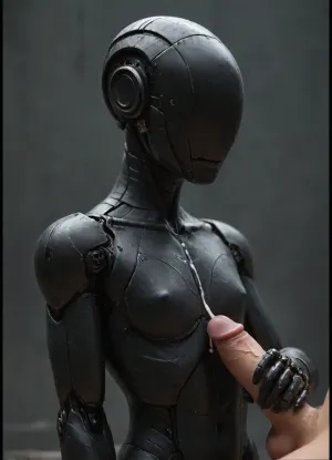 (robotic skin:1.8), (android skin texture), robot, android, ((no gender)), (non-human face), blank robot face, ((no face)), hdr, dtm, full hd, masterpiece, 8k, beautiful, maximum details, highly detailed, ultra detailed graphic tension, cleaning poses, stunning colors, cinematic lighting effects, super vista, futuristic house background, ((flat-chested)), ((flat chest)), smooth body, ((no pussy)), ((no anus)), exposed wires, ((handjob)), full side profile, 1man, human penis, ((cumshot)), syntheticbreed, ((syntheticbreed:1.8)), noface, cyborg, <lora:add-detail-xl:1.3>, <lora:SDXLHighDetail_v6-000005:1.3>, <lora:Synthetic_Breed:2>, <lora:Faceless_Cyborgs-000014:.8>