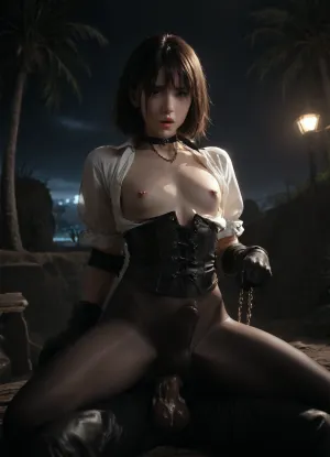 UHD 8K, flat tits, femboy, anal sex, grey horse femboy, ((Black gloves:1.5)), extreme realism, maximum detail, slim figure, detailed skin, real lighting, on the miami beach, night, palm trees, fucked by big black man in chains, penis bulge under pantyhose, penis bulge, nipple piercing, black corset, loose shirt, fully dressed, not naked, excessive cum on clothes, 1D, seamless, pantyhose, 20D, sex with black man, big black man fucking futa, from behind, assfuck, cowgirl, erect-futa, erect-penis, woman, testicles, erection, <lora:dark:.5>, <lora:seamless pantyhose-000003:.5>, <lora:SDXLlora13ErFut:.8>, mamian, monster, no, humans, <lora:mamianghost:.8>