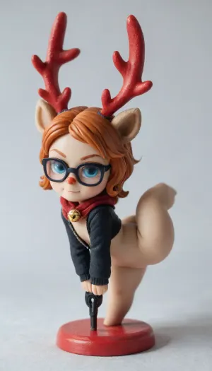 SnowStyle, high quality fantasy art of a beautiful adorable super cute femboy reindeer made of red snow, glowing within, delicate figurine, red nose, kawaii, chibi, adorable, <lora:SDXLFestiveSnow:1>, ginger, glasses, big ass, flexible, spreading legs, arched back upwards, goth, 40 year old