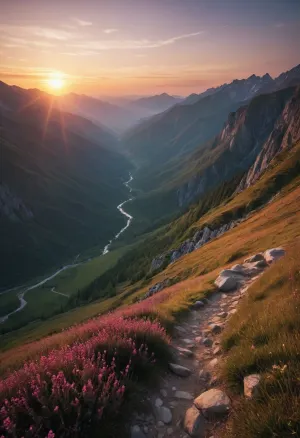 .wonderful sunset in the mountains