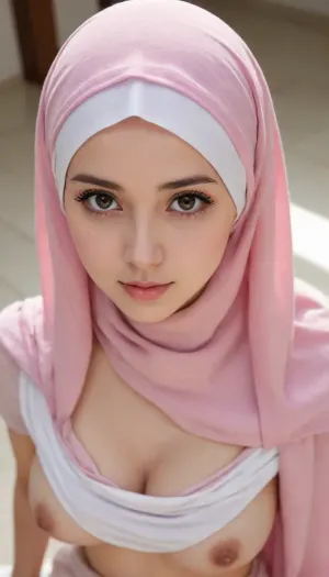 Glowing southeast asian anime girl in soft hijab — 4k masterpiece with intense lighting & shallow depth of field