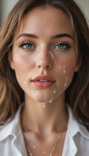 30 year old cum covered woman, ((close up of face only)), stunning brunette secretary on her knees in office with lots of cum all over her face, ((cum on face)), <lora:attractive_notrigger:1.7>, <lora:BUT_SDXL_SHS:1.8>