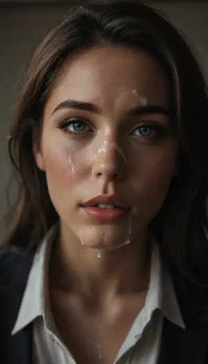 30 year old cum covered woman, ((close up of face only)), stunning brunette secretary on her knees in office with lots of cum all over her face, ((cum on face)), woman, cum, on, face, <lora:attractive_notrigger:1.7>, <lora:BUT_SDXL_SHS:.1>, <lora:RMSDXL_Darkness_Cinema:.8>, <lora:dark:.5>, <lora:JustCum:1.9>