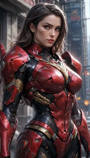 Close Up, drawing, Comic Style, Sketch Style, cyberpunk portrait of a futuristic g4l g4dot, gal, wonderwoman lookalike, Red and black mecha armor, breastplate armor, nude skin, greg, rutkowski, small amount of underboob, g4lg4dot, <lora:greg_rutkowski_xl_2:2>, <lora:UnderboobXL:.1>, <lora:Mecha_Ggorgeous_Armor-000011:.1>, <lora:Gal_Gadot_SDXL_101:2>