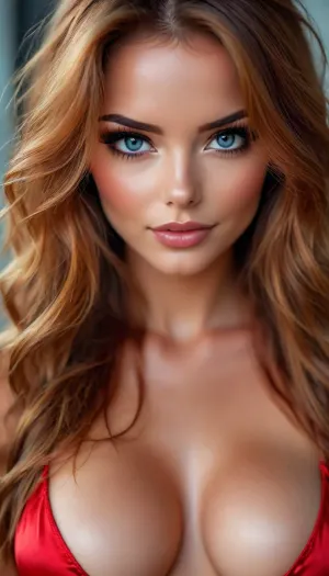 woman, extreme Close up, Portrait, beautiful french, instagram model, 25 years old, happy, perfect, slim e body. pulling down her black satin bra to reveal c cup breasts, long bright red tousled hair, hair half up half down, perfect face, eye contact, perfect eyes, gorgeous, sexy, sensual, seductive eyes and look, pulld, <lora:attractive_notrigger:1.7>, <lora:BUT_SDXL_SHS:2>, <lora:Vivid Midjourney mimic - XL SDXL v2.0:1.7>, <lora:add-detail-xl:1.6>