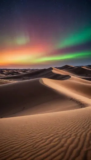 a dunes silhouette background northern multicolor lights