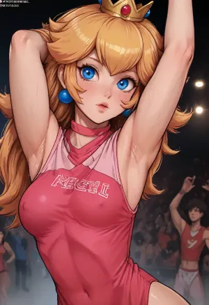 (Markgavatino meets Neocoill style), Cutesexyrobutts style, Cel-shaded, inked lineart, limited color palette, masterpiece, princess peach, sport outfit, (armpit fetish, armpit focus, (extremely detailed armpit:1.5), sweaty armpit), side view, <lora:mk_Bp Anime_xl:1.2>, <lora:lineartSDXL:2>, <lora:EnvyBeautyXL01:2>