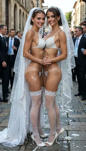 8k, Frankie Foster from fosters home, happy, full body, perfect anatomic body, wedding veil, wedding dress, two breasts exposed, no panties, bikini tan lines, white lace stockings, white high heels, cum covered face, semen covered face, excessive cum, excessive semen, volumetric, crowd watching, wedding ceremony location, highly detailed, <lora:detailed_notrigger:2>, <lora:LCMTurboMix_Euler_A_fix:.8>