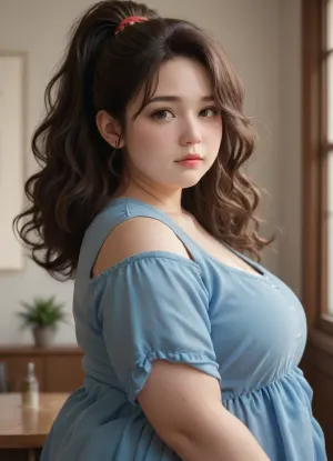 Bbw, Hispanic, big boobs, wavy hair, ponytail