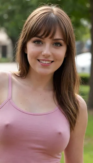 35 yo girl, very flirty pose, sideview, ((girl next door)), pretty, natural beauty, medium breasts, ((cute tall tall tall tall but average appearance:1.3)), (high cheek bones, protruding cleft chin), ((cute tall tall tall tall)), ((pale skintone:1.2)), ((little bit chubby:1.4)), very flirty smile, showing teeth, ((unkempt hair)), ((straight hair:1.3)), ((symmetrical hair:1.5)), ((perfect fringe hair:1.5)), ((light brown bright hair)), ((very cute tall tall tall tall average youthful face:1.5)), outside, photorealistic, ((perfect composition)), ((perfect contrast:1.5)), ((perfectly balanced exposure:1.5)), ((perfect focus:1.5)), ((extremely realistic detailed lighting:1.5)), ((extremely realistic detailed shadows:1.5)), ((extremely detailed:1.3)), ((extremely high resolution:1.3)), ((16K UHD:1.5)), ((extremely realistic detailed skin texture:1.5)), ((extremely realistic detailed skinpores:1.5)), ((extremely realistic detailed face:1.5)), ((extremely realistic detailed eyes:1.5)), ((extremely realistic detailed hair:1.5)), focus on eyes, ((fully clothed:1.5)), random colored clothing, ((beautiful stylish clothing:1.5)), ((detailed clothing:1.5)), ((detailed environment:1.5)), Sweet_Sticky_xl-01, braless, Wearing, clothes, that, make, sense, with, Braless>, <lora:EnvyZoomSliderXL01:.4>, <lora:add-detail-xl:.5>, <lora:neanderthal_last:.7>, <lora:bralessSDXL_v1_00022:1.1>