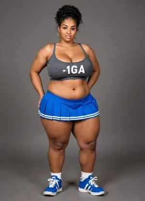 a 40 year old sexy, african american women, short obese bbw, thick thighs, huge ass, massive breasts, wearing a crop top, wearing a short skater skirt, full body image, giga_busty, <lora:a564d191f172bbc79c858b9d6ec6c50f:2>