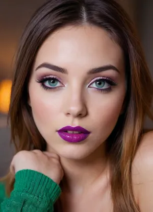 I'm a bad girl.
I lost my panties and tore my bra.
I pulled on my bunny socks and stuck a big carrot in my pussy.
Makeup is orange with glitter, lipstick is glossy green, eyeliner is blue, and long eyelashes are blue.
hairstyle with straight bangs and long straight hair.
The nipples are pink and big
and she inserted large anal beads into the purple plump anus.
