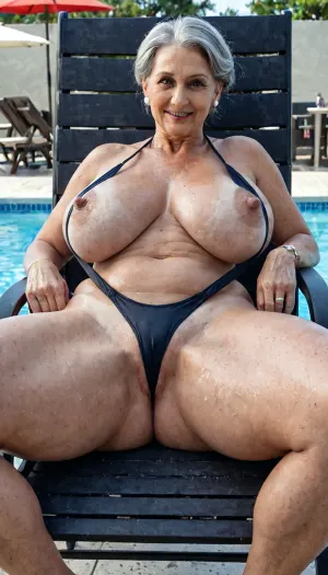 45 year old mom, (M.I.L.F), is at a busy and crowded public pool. She is wearing a slingshot swimsuit. She is sitting on a lounge chair sun tanning., ((45 years old)), ((45 year old mom)), ((thick thighs)), ((hyper massive tear drop boobs)), ((extremely detailed 45 year old mom)), ((extremely detailed)), ((extremely real)), ((4k quality)), perfect, eyes, skin, blemish, detailed, longnips, <lora:polyhedron_all_sdxl-000004:2>, <lora:Saggo_XL:2>, <lora:sd_xl_dpo_lora_v1:2>, <lora:face_xl_v0_1:2>, <lora:longnipsxl:2>