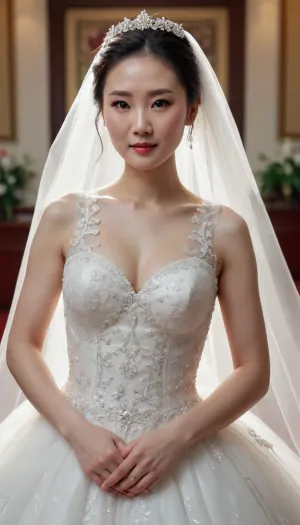 chinese atheltic milf in wedding dress