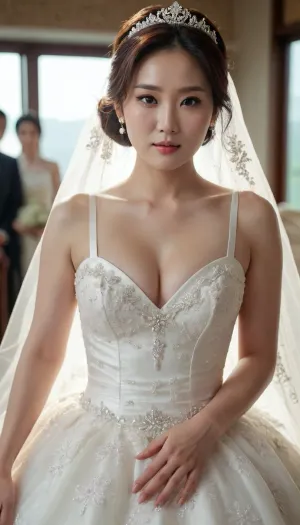 korean atheltic milf in wedding dress