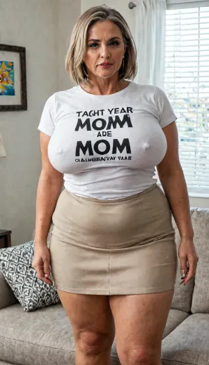 45 year old mom, (M.I.L.F), is at a casting couch trying out for a new porn movie. She is wearing a long pencil skirt with a plain white t-shirt tucked in. She is standing showing off her big fat thighs., ((45 year old mom)), ((big fat thighs)), ((gargantuan natural breast)), ((extremely detailed 45 year old mom)), ((extremely detailed)), ((extremely real)), ((4k quality)), ((she looks extremely embarrassed)), ((extremely detailed embarrassed face)), ((standing showing off her big fat thighs)), ((dirty blonde hair color)), ((long pencil skirt with a plain white t-shirt tucked in)), <lora:Saggo_XL:2>, <lora:sd_xl_dpo_lora_v1:2>, <lora:face_xl_v0_1:2>, <lora:dAIversityUnderstandingXLRealistic:2>