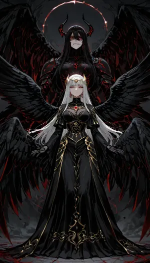A drawing of The Dark Angel., ((Moebius style)), A solemn, pale young woman stands in a moonlit night, her presence calm and powerful like a supernatural guardian. Her long black dress flows softly around her, and an ornate, ancient headdress rests on her brow, hinting at sacred, forgotten traditions. Shadow‑like wings rise behind her with quiet, battle‑ready strength — not feathers, but drifting darkness shaped by divine power. Her expression is deep and sorrowful, carrying the weight of an eternal duty. Soft silver moonlight outlines her face and armour‑like corset, giving her an unearthly glow. Mist swirls around her as if responding to her presence, and the night landscape feels hushed and reverent, as though she stands at the boundary between worlds. She embodies mystery, strength, and tragic, otherworldly beauty., ratatatat74, <lora:ratatatat74-000050:2>, <lora:LCMTurboMix_Euler_A_fix:.4>