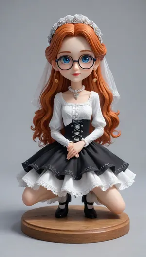 SnowStyle, bride, high quality fantasy art of a beautiful adorable super cute girl fairy made of red snow, glowing within, delicate figurine, kawaii, chibi, mature, (old milf:1.28), adorable, ginger, glasses, big ass, flexible, spreading legs, arched back upwards, goth, 30 year old, very long hair, (skinny:1.6), ginger heir, Squatting, show full body in view, victorian, dress, <lora:SDXLFestiveSnow:.1>, <lora:victorian_dress-XL-2.0:2>