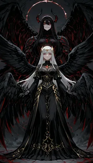 A drawing of The Dark Angel., ((Moebius style)), A solemn, pale young woman stands in a moonlit night, her presence calm and powerful like a supernatural guardian. Her long black dress flows softly around her, and an ornate, ancient headdress rests on her brow, hinting at sacred, forgotten traditions. Shadow‑like wings rise behind her with quiet, battle‑ready strength — not feathers, but drifting darkness shaped by divine power. Her expression is deep and sorrowful, carrying the weight of an eternal duty. Soft silver moonlight outlines her face and armour‑like corset, giving her an unearthly glow. Mist swirls around her as if responding to her presence, and the night landscape feels hushed and reverent, as though she stands at the boundary between worlds. She embodies mystery, strength, and tragic, otherworldly beauty., ratatatat74, <lora:ratatatat74-000050:2>, <lora:LCMTurboMix_Euler_A_fix:.4>