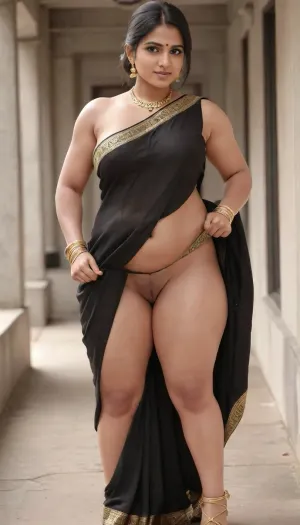 Tamil anuty saree, (black and white), no makeup, high detailed light skin, high detailed face, gold necklaces, gold bracelet, gold chain, full size image, saree skirt lift pussy show, dark black pussy, bridal, saree, skirtlift, upskirt, vagina, out, rear, shot, front, flat, chest, big, breasts, huge, gigantic, small, hips, thighs, wide, thick, plump, belly, muscular, female, arms, extra, abs, Indian, Saree, Influencer, Model, <lora:bridal_saree:.1>, <lora:skirtlift_xl:.1>, <lora:upskirt:.1>, <lora:Venus_Body_Alpha:.1>, <lora:sdxl_vae:.1>