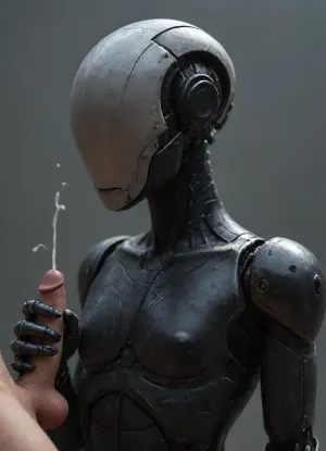 (robotic skin:1.8), (android skin texture), robot, android, ((no gender)), (faceless), ((blank face)), (smooth face), ((no face)), hdr, dtm, full hd, masterpiece, 8k, beautiful, maximum details, highly detailed, ultra detailed graphic tension, cleaning poses, stunning colors, cinematic lighting effects, super vista, futuristic house background, ((flat-chested)), ((flat chest)), ((smooth body)), ((no pussy)), ((no anus)), exposed wires, ((handjob)), full side profile, 1man, (human, (small penis)), ((cumshot)), syntheticbreed, ((syntheticbreed:1.8)), noface, cyborg, <lora:add-detail-xl:1.4>, <lora:SDXLHighDetail_v6-000005:1.4>, <lora:Synthetic_Breed:2>, <lora:Faceless_Cyborgs-000014:2>