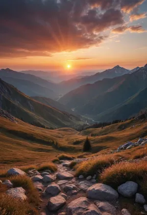 .wonderful sunset in the mountains