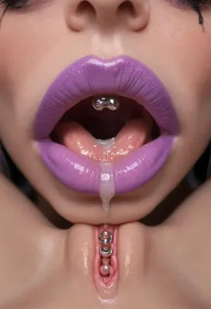 (The sexy Kotoko Ijichi:1.9), (long silver eyelashes:1.5), wearing a Kotoko Ijichi crown, labia, clitoris, open, spread, closed, long, shaved, (big eyes), bad, lighting, (large puffy areoles like purple lips:1.3), spreading, legs, creampie, pussy, nude, body, closeup, natural huge boobs, sagging PsyLand, Open mouth. heavy makeup., (Bright Creamy lipstick:1.1), (clitoral piercing ring:1.7), (huge fake purple lips:1.3), Huge thick black false eyelashes. Bimbo cougar loll. Pov, Huge glossy lips. Extremely beautiful full face bimbo, rund face, Thick purple dark lipstick with heavy lip liner, (alot of cum in her face:1.2), (cum dripping down:1.3), face, cum, licking, each, other's, tongues, kissing tits, other, on, the, artoflips, uoclips, lips, lipstick, art, of, perfecteyes, <lora:kissing_v2:2>, <lora:Art_Of_Lips_PONY_XL_By_UOC:.8>, <lora:lora-sdxl-perfect-eyes:.8>