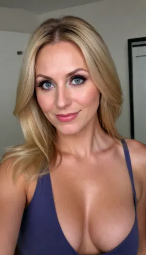 female milf teacher, real teacher, busty milf 40 y.o., teacher cabinet background, teacher dress outfit, (beautiful playful teacher-model:1.2), (long blond hair), (elegant hairstyle), beautiful eyes, look at me, sexy lips, playful smile, big areolas, busty deeper cleavage, playful alluring yet dangerous, close up viev, dark sapphic glamour, look attt my eyes, dramatic lighting., sagging, tpsp, selfie, <lora:sagging-000015:1.1>, <lora:Torpedo_Tits_Anime-GMR-000007:1.1>, <lora:Sink_Butt_Pose:1.6>