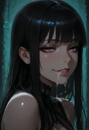 1girl, extreme goth girl, sidelocks tied back, solo, smiling, abstract background, aqua background, lips, looking at viewer, seductive, half-closed eyes, cum dripping from side of her mouth, <lora:SDXL high detailed. LoRA_SDXL_ARW_0010:1.5>, <lora:add-detail-xl:1.9>, <lora:dark:1.4>, <lora:Jeweled eyes-NAI:2>, <lora:SDXL Detail:1.3>