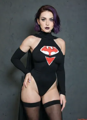 (Super slutty Raven from DC Comics:1.3), flaming hair, perfect hourglass body, super detailed big round breasts, wearing a sexy outfit with stockings, incase, style, Raven, <lora:cartoon_stickers_xl_v1:1>, <lora:hentai_anime_style_xl_v1:1>, <lora:EnvyBeautyXL02:1.5>, <lora:Incase_Style__SDXL:1.2>, <lora:HHLute_SDXL:1.3>