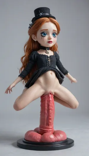 SnowStyle, x-ray, high quality fantasy art of a beautiful adorable super cute girl fairy made of red snow, glowing within, delicate figurine, kawaii, chibi, mature, (old milf:1.1), adorable, ginger, big ass, flexible, spreading legs, arched back upwards, goth, 30 year old, very long hair, (belly bulge:1.5), (skinny:1.6), ginger heir, Squatting, (((Giant pussy BlackDildo))), hyper massive huge extreme insane pussy dildo, Largest dildo possible, huge pussy toy, full body view, extremely wide dildo too big for girl and stretches pussy to breaking point, hyper extreme dildo wider than her thigh, pussy dildo, extreme insertion, hyper insertion, Biggest dildo imaginable, show full body in view, victorian, dress, crying, ruined makeup, <lora:SDXLFestiveSnow:.1>, <lora:victorian_dress-XL-2.0:2>, <lora:crying:2>, <lora:ruined1:.8>