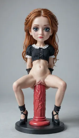 SnowStyle, x-ray, high quality fantasy art of a beautiful adorable super cute girl fairy made of red snow, glowing within, delicate figurine, kawaii, chibi, mature, (old milf:1.1), adorable, ginger, big ass, flexible, spreading legs, arched back upwards, goth, 30 year old, very long hair, (belly bulge:1.5), (skinny:1.6), ginger heir, Squatting, (((Giant pussy BlackDildo))), hyper massive huge extreme insane pussy dildo, Largest dildo possible, huge pussy toy, full body view, extremely wide dildo too big for girl and stretches pussy to breaking point, hyper extreme dildo wider than her thigh, pussy dildo, extreme insertion, hyper insertion, Biggest dildo imaginable, show full body in view, victorian, dress, crying, ruined makeup, <lora:SDXLFestiveSnow:.1>, <lora:victorian_dress-XL-2.0:2>, <lora:crying:2>, <lora:ruined1:.8>