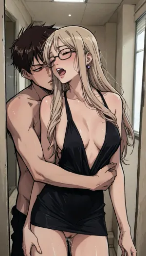 ((markgavatino style)), Melkor mancin style, Milf, wavy natural blonde hair. Sex in airport bathroom., (wearing a condom), Glasses. Hungry seductive expression. Begging for more. Sexy black cocktail dress. Little Black dress. Loose ringlets, bimbo body, small breasts, Seductive. trembling, quivering, whole body orgasm. flirty, high contrast, one man is fucking her pussy as he thrusts his cock deep inside her. Tight embrace. black evening dress. Dynamic pose. Uncontrollable orgasm. She leans her back against him, and he supports her as she cums so hard her knees go weak. Passionate embrace. Pressing her body against his. Lust. Undressing, Orgasm. Screaming. Shouting, "Fuck me harder! I'm cumming! I'm cumming!" Pubic hair., public. Airport., (dramatic lighting:1), perfect hands, perfect fingers. ratatatat74, kousaka, kirino, gokou, ruri, izumi, sagiri, himemori, luna, sakura, miko, tsunomaki, watame, <lora:LCMTurboMix_Euler_A_fix:.5>, <lora:EnvyBeautyXL02:1.5>, <lora:ratatatat74-000050:1.5>, <lora:mk_Bp Anime_xl:2>, <lora:Kanzaki Hiro_XL:1.7>