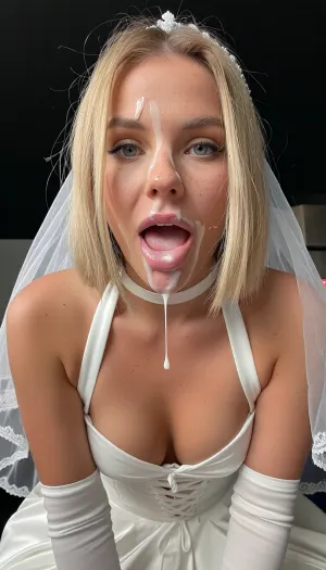 blonde hair, freckles, big gray eyes are wide opened, thick short straight hair, (seductive look:1.2), flirting, (sharp face features:1.2), large full lips, big eyes, (black background:1.1), (cum on cleavage), sticky realistic cum, (low angle view:2), (vertical perspective view), (face view:1.1), (face close-up view:1.1), front view, (sweaty), (tan_lines), arms down, (facial:1.1), (cum on cheek:1.1), cum on face, cum on forehead, cum on nose, cum on lips, (fully cum covered), drooling, slobber, (upper body view:1.2), cuckold, (kiss me face:1.2), (cum kiss:1.2), (hugging close), alone, downblouse, taking selfie, bent over, lips together, girl on top, pov, thick eyelashes, smudged smeared ruined makeup, kneeling, pov riding, grinding, (black ceiling), getting down, cum string, cum dripping from the mouth, cum on cleavage, смотрит в глаза, open mouth, sexwife, hotwife, wife, knees apart, angry, cruel, (excited look), bride, long skirt bridal dress, wedding bodycon dress, white veil, fitted satin corset dress with straps, corset with pushup, pov grabbing and hugging, diadem, sexy silk white chocker on the neck, long satin white gloves, hotel room, skinny, slim, slender, wet flushed sticky face, humiliating, shaming, wicked sly smirk, having fun, closed mouth