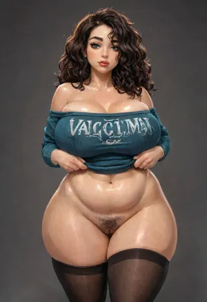 reiq meets innv and Jack cayless art style, Bbw mature, messy long curly hair, Virginia vixx cosplay, massive breasts, fat, saggy tits, long erected nipple's, hairy swollen pussy, thick tights, stockings, <lora:DonaughtX2Lora-000105:.8>, <lora:LCMTurboMix_Euler_A_fix:.8>, vixx, <lora:vixx_virginia_SDXL-LoRA-prodigy-clip1-v071:.8>