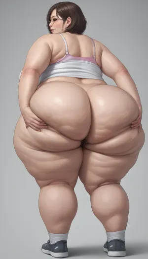 Sbbw ugly pawg milf, chubby face, real proportion fat body, wide waist, ((obese fat)), soft sagging butt, pimply butt, hairy pussy, hairy ass hole, pore skin, ((cellulite)), standing, huge white panty pull down, mooning her pale ass, spread ass, pale, soft belly, <lora:Bbw diaper_epoch_1:1.5>