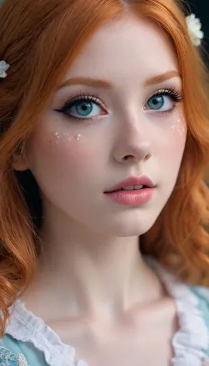 Ginger girl, negativeXL_D, kawaii, makeup, <lora:gotou_hitori_xl:2>, <lora:luxart:2>, <lora:KawaiiMakeupXLv2:2>