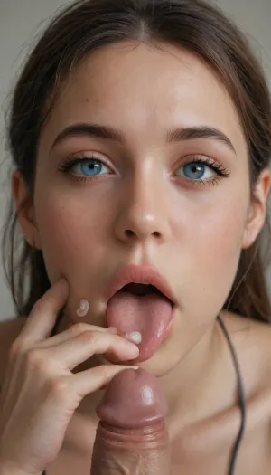 Midjourney, (Side view), (Macro photo), (close up), (african american), (detailed eye), (detailed iris), (detailed pupil), (detailed sciera), (detailed nose), (detailed mouth), (open mouth), (extended tongue), (detailed tongue), (curved tongue), (wet mouth), (penis), (spray of cum), (penis on tongue), (frenulum on tongue)