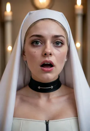 18-year-old girl, beautiful young face, big expressive eyes, big sensual mouth, looks erotic, young pony model for Instagram, photorealism, (((nun))), studio lighting, soft shadows, best quality, athletic build, top model with long legs, noticeable young sweaty woman with tits bound in a torture chamber, restraints, (intricate details:.7), (film grain:.5), (freckles, goosebumps, pores, wrinkles:.8), -cut, sad, expression, sitting, restrained, breast, tied, bursting, crying, frown, screaming, tearing, up, trembeling, uvula, arms, (((emphasis, lines, @, wide-eyed, constricted, pupils, streaming, tears, crazy, eyes))), leaning, back, full-face, blush