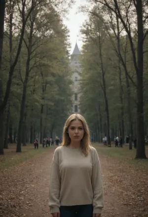 RAW photo of, blond, theatre, tree, spire, high quality, beautiful, golden hour, 8k uhd, dslr, soft lighting, film grain, Fujifilm XT3, extremely detailed, saint petersburg, <lora:piter-step00022500:1>