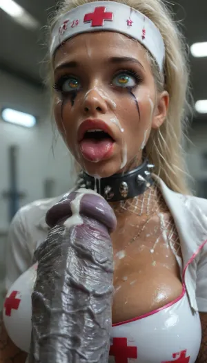 (cutest youngest futanari robot girlfriend is crying in despair during intense ejaculation, gorgeous young futanari bimbo delthea from fire emblem, cutest terrified disgusted extreme ahegao face, face covered in lots of thick cum, ((intense cum drooling extreme ahegao)), full bimbo lips, pink lipstick, ((lip fillers:1.1)), glowing eyes wide open ahegao, ((scared ahegao expression, lots of thick cum on face, running makeup))), ((hyper realism, extreme detail, highly detailed face)), lucky star artstyle, close shoot, (very shiny wet skin, perfect dark skin), (busty little mindbreak model futanari cyborg slut deepthroats herself and wraps her thick bulging bimbo lips around her own hyper massive shiny steel robot cock, (((youngest cyborg nurse has a shiny steel body with glowing fishnet paterns, robot body and a hyper massive shiny steel robot cock, wearing a robotic headband and mechanical slave collar))), , , (her super big fat bulging hyper bimbo lips stretched wide by her extreme bulging hyper massive veiny highly realistic extremely detailed glistening artificial cock with green and red glowing mesh wiring patterns and text printed on her artificial cock and balls), , , thick steel robotic restraints and chains attached to her massive futuristic mechanical equine cock:1.3), (futuristic shiny metallic futanari multicock ejaculation, cutest youngest nurse has a cyborg futanari body and thick steel cock rings with spikes and chains on her hyper massive shiny steel robot cock:1.2), (hyper massive huge round firm balloon boobs with tiny pierced nipples bulging from her top, hyper massive glistening wet fake round pornstar tits and face are covered in extreme amounts of thick cum:1.1), high pigtails, (cum hair, cum on face, cum on tits, cum on mouth), very dramatic lighting, perfect shadows, she's looking down at the camera, perfecteyes, B34ut1ful, 4ndr01d, cyborg, metal, gears, circuits, glowing, <lora:lora-sdxl-perfect-eyes:.7>, <lora:MJ52:1.1>, <lora:Lip_Gloss_sexy_lips_by_DarkEffect:1.7>, <lora:Beautiful_Android:1.7>