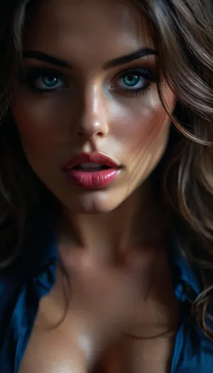 ((30 year old beautiful cute looking woman)), Close up, cum covered Stunning 30 year old secretary, cum dripping off face, open mouth with tongue out, cum on tongue, cum on blue satin blouse and blue bra, lots of cum, sje is so excited by all the cum, long wavy hairstyle, in luxury office, dark hair, deep blue eyes, Erotic, sexy Seductive. beauty, seductive eyes and look, pulld, <lora:attractive_notrigger:1.7>, <lora:BUT_SDXL_SHS:2>, <lora:Vivid Midjourney mimic - XL SDXL v2.0:.5>, <lora:add-detail-xl:1.6>, <lora:dark:.1>